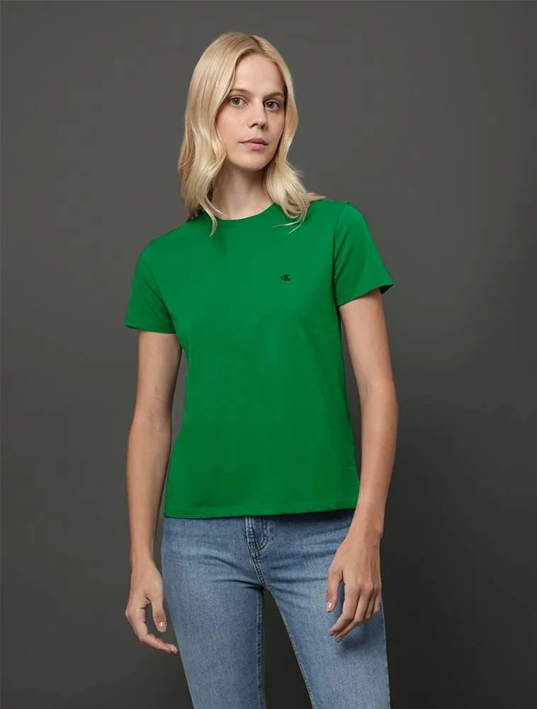 BLUSA MC CKJ FEM LOGO CK BORDADO VERDE MEDIO