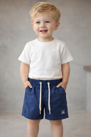 BERMUDA KIDS TACTEL PELETIZADO LISO MARINHO/KHAKI