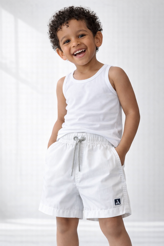 BERMUDA KIDS TACTEL PELETIZADO LISO BRANCO GELO/CINZA