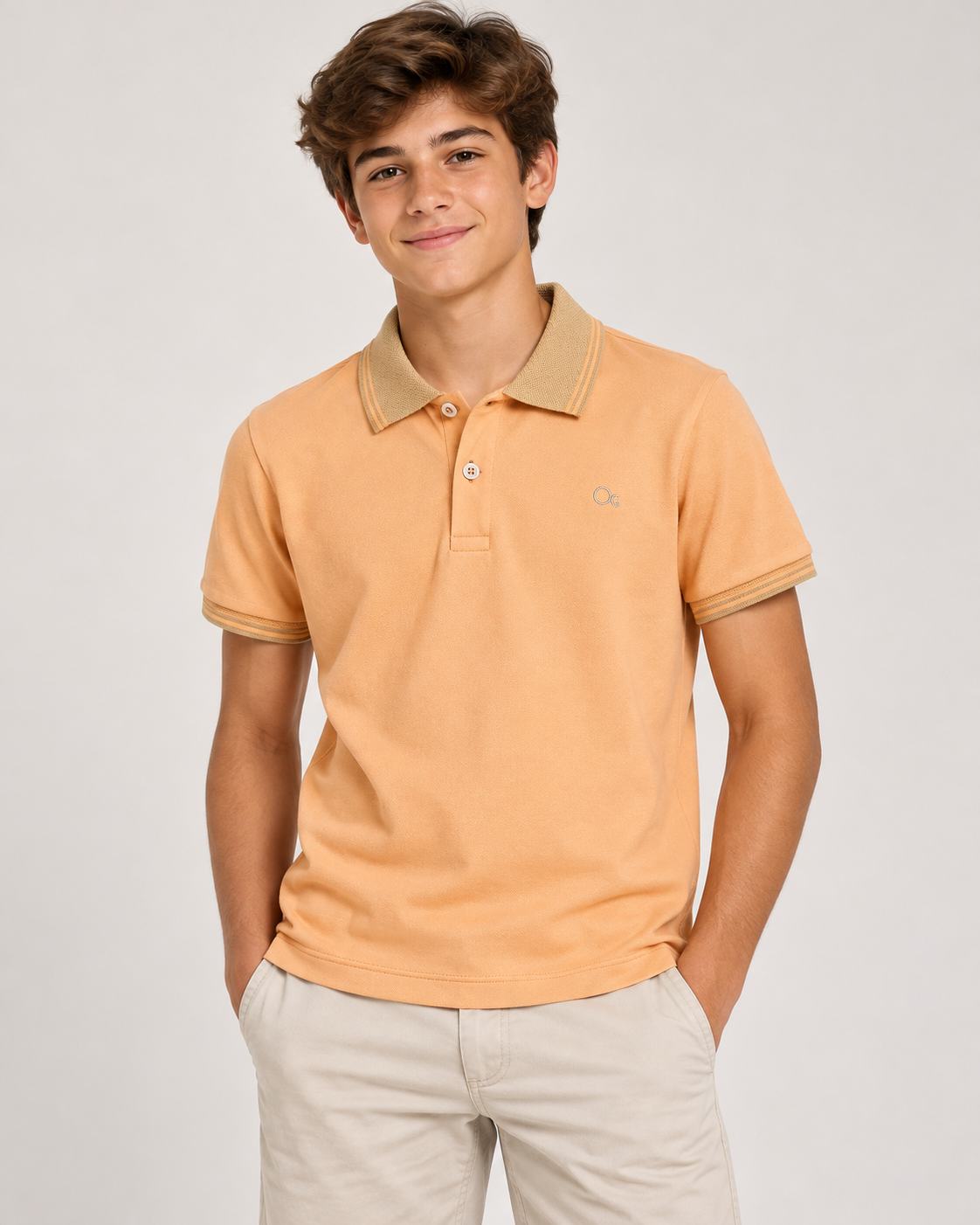 POLO OGOCHI INF MC CASUAL SLIM LARANJA CLARO 0202