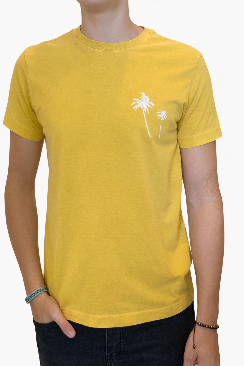 CAMISETA MAS MC SLIM STONE COQUEIRO GAZE AMARELO DAMASCO