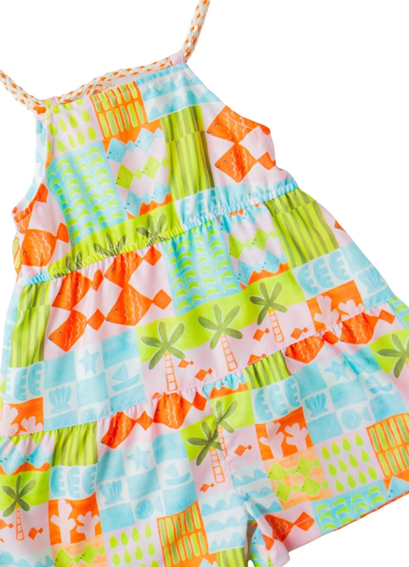 MACAQUINHO FEM GEOPRAIA ALPHABETO BRANCO/ROSA/LARANJA/AZUL