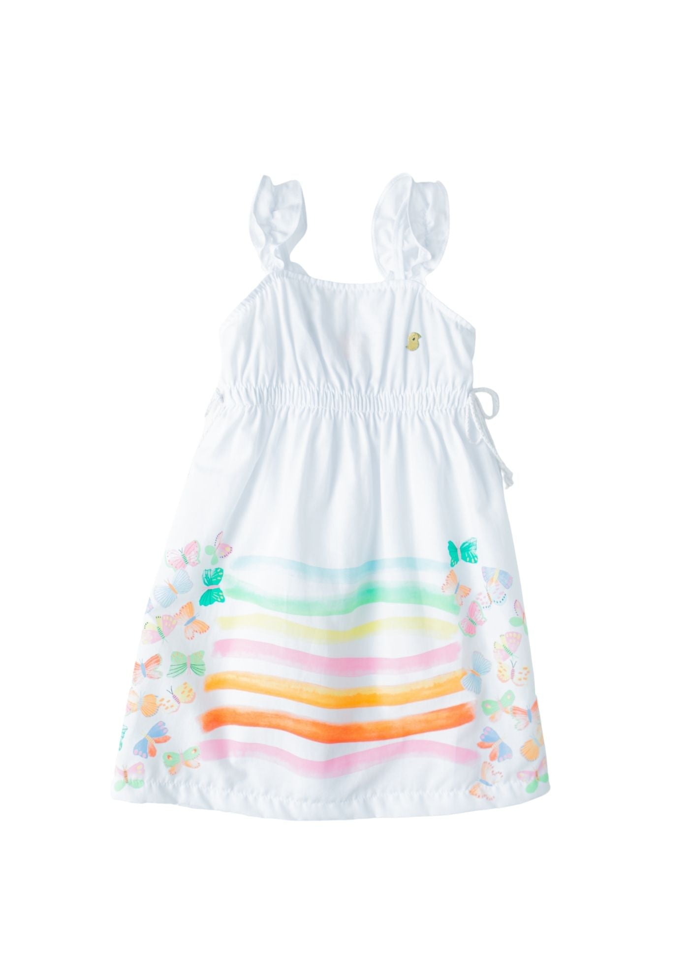 VESTIDO FEM ASAS COLORIDAS ALPHABETO BRANCO