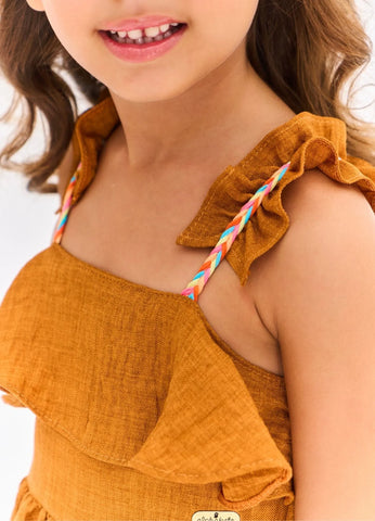 VESTIDO GEOPRAIA ALPHABETO MARROM