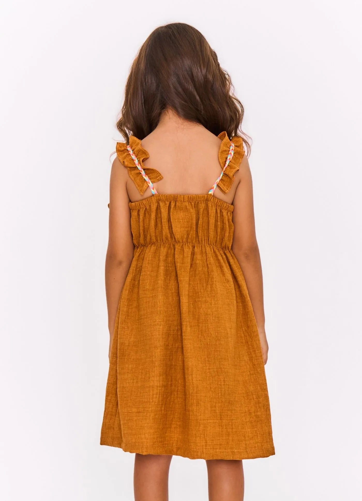 VESTIDO GEOPRAIA ALPHABETO MARROM