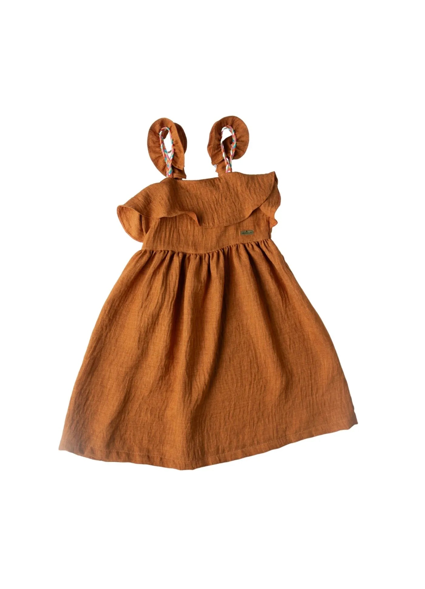 VESTIDO GEOPRAIA ALPHABETO MARROM