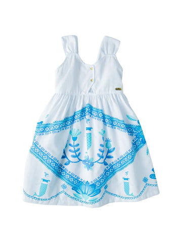 VESTIDO OCEANO FLORIDO ALPHABETO BRANCO