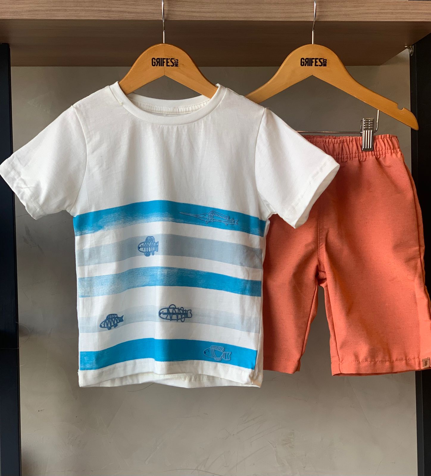 CONJ MAS TUBARAO ALPHABETO OFF WHITE/LARANJA