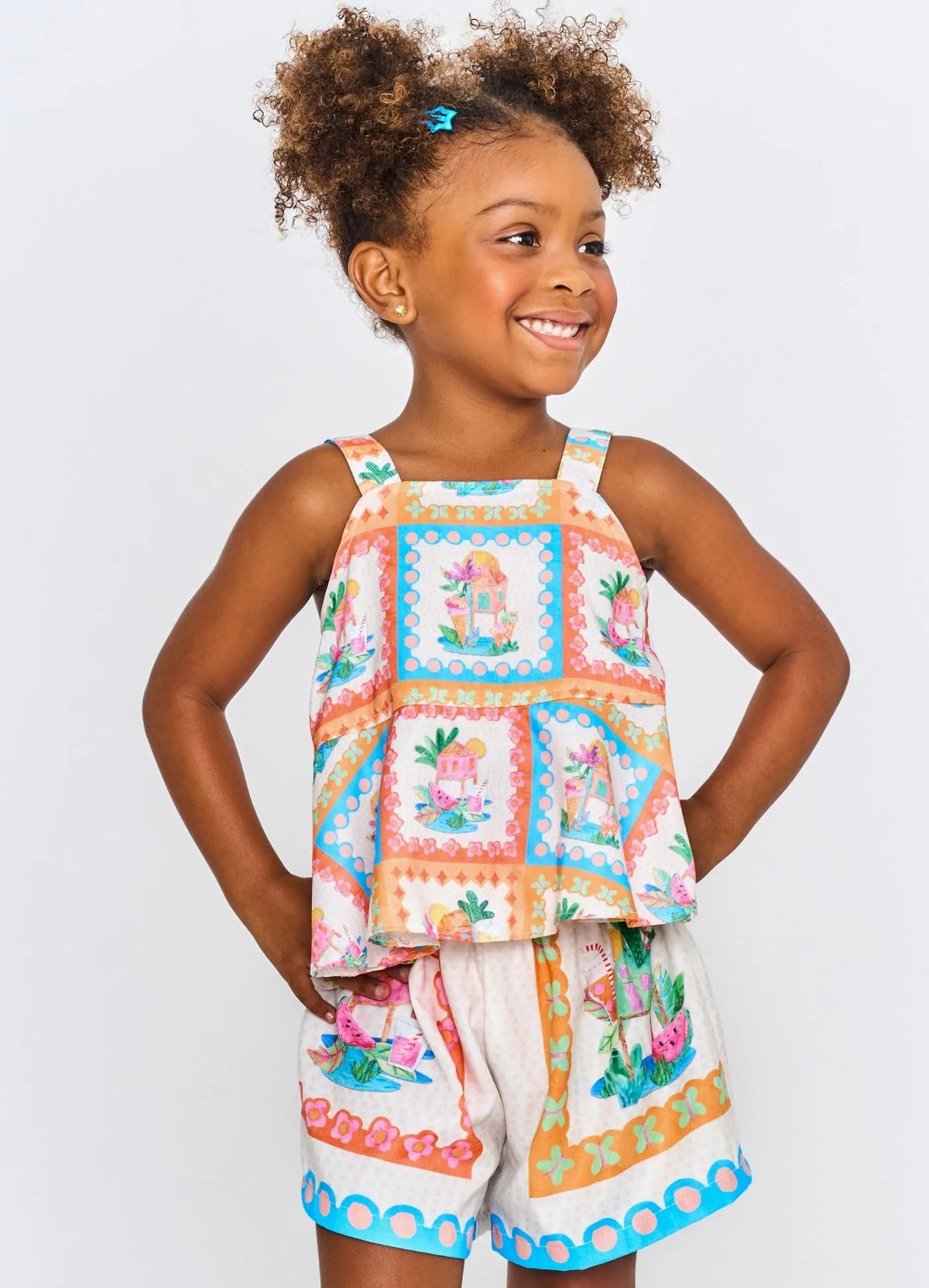 CONJ FEM DELICIAS DE VERAO ALPHABETO OFF WHITE/LARANJA