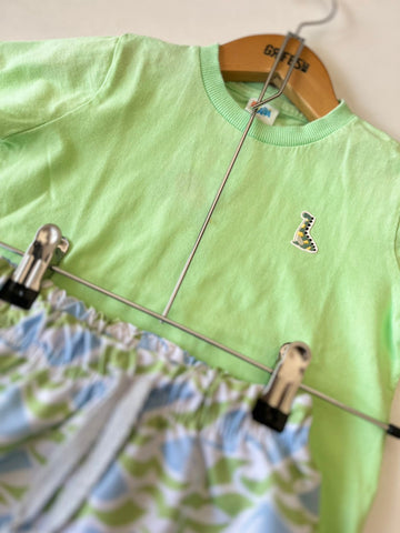 CONJ MAS CAM LOGO E BERM NYLON EST VERDE CLARO/BRANCO