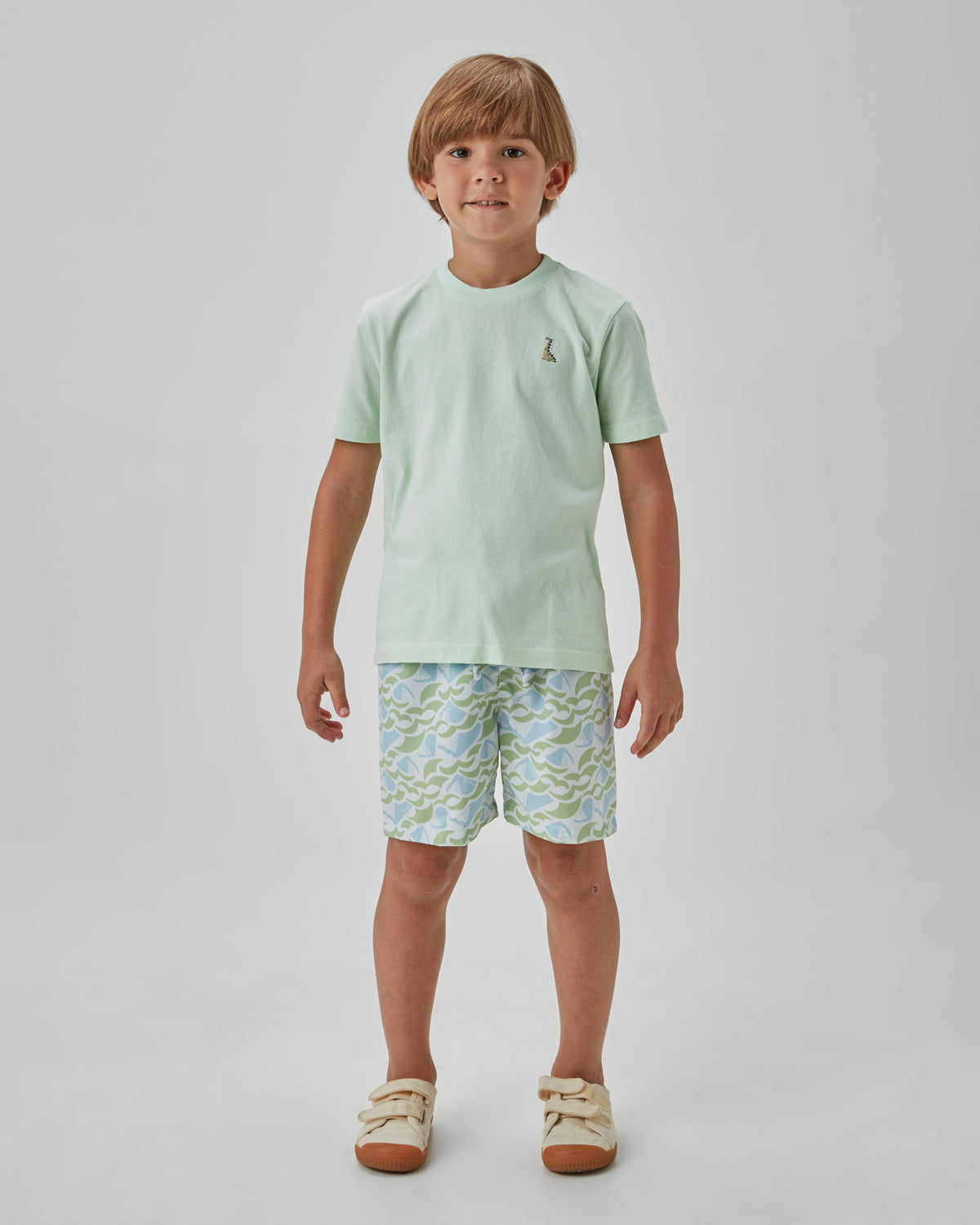 CONJ MAS CAM LOGO E BERM NYLON EST VERDE CLARO/BRANCO