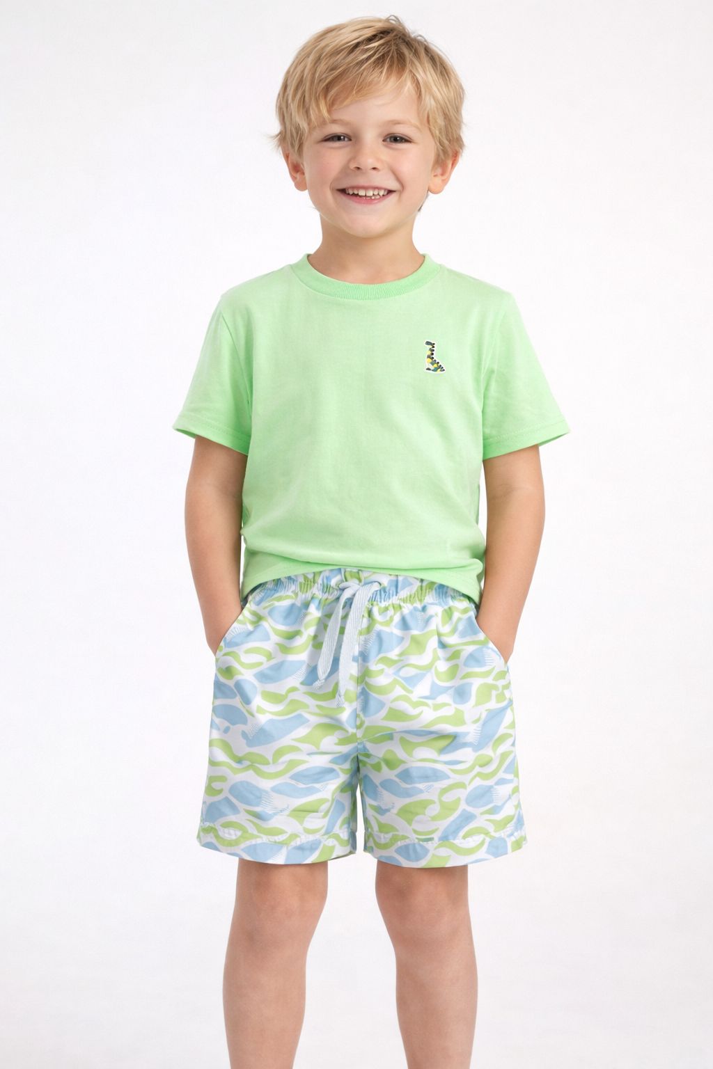 CONJ MAS CAM LOGO E BERM NYLON EST VERDE CLARO/BRANCO