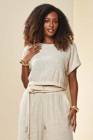 BLUSA FEM MC EM PLANO SOFT RUSTIC PEROLA