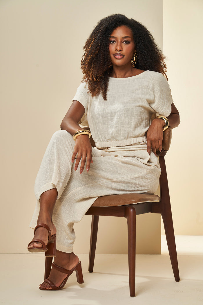 BLUSA FEM MC EM PLANO SOFT RUSTIC PEROLA