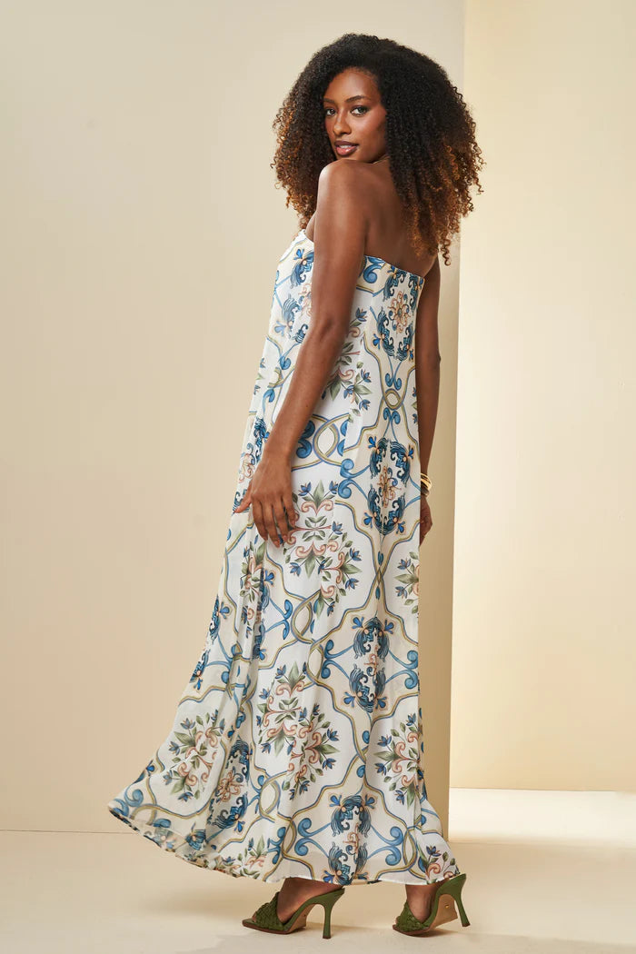 VESTIDO LONGO DE ALCA PLANO CHIFFON SOFT OFF LUSITANA