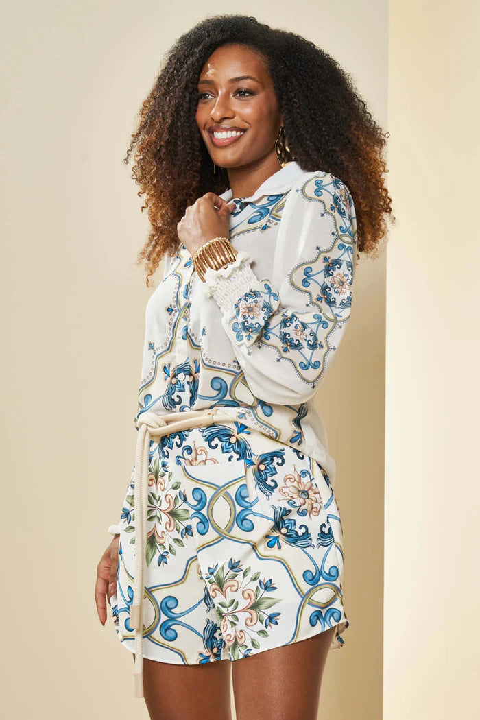 CAMISA FEM ML EM PLANO CHIFFON SOFT OFF WHITE