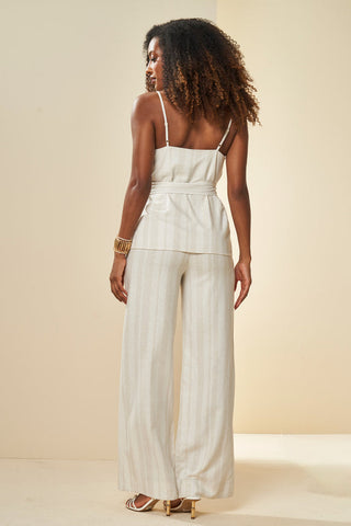 BLUSA FEM DE ALCA EM PLANO LINEN SHINE NATURAL