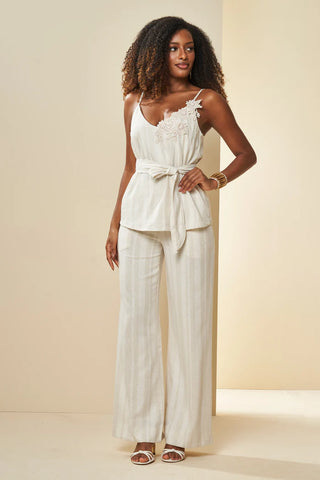 BLUSA FEM DE ALCA EM PLANO LINEN SHINE NATURAL