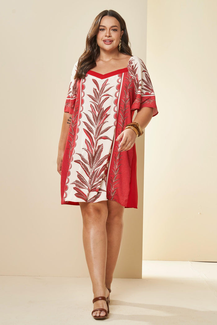 VESTIDO CURTO MC SOFT OPAQUE E POLY CREP VERMELHO ROMA