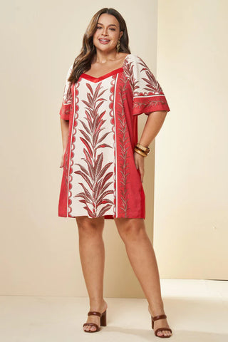 VESTIDO CURTO MC SOFT OPAQUE E POLY CREP VERMELHO ROMA