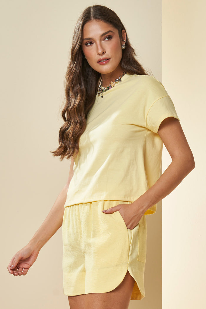 SHORTS FEM EM PLANO MARANT LINEN AMARELO SICILIANO