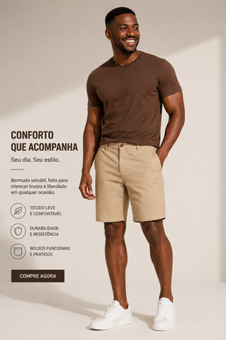 BERMUDA MAS ARAMIS CHINO COLOR KOMBAT CAQUI