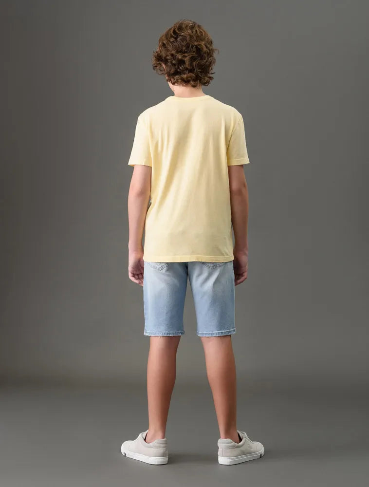 CAMISETA CKJ KIDS MAS MC LOGO REISSUE AMARELO MANTEIGA