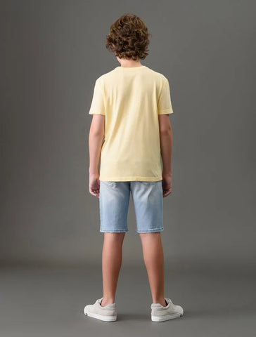 CAMISETA CKJ KIDS MAS MC LOGO REISSUE AMARELO MANTEIGA