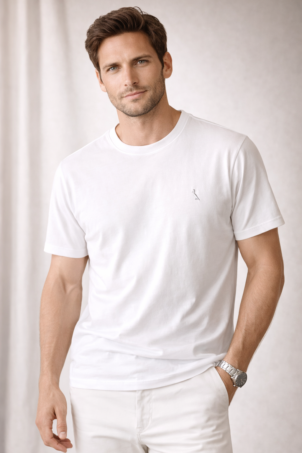 CAMISETA RSV MAS REGULAR BORDADO SILVER BRANCO