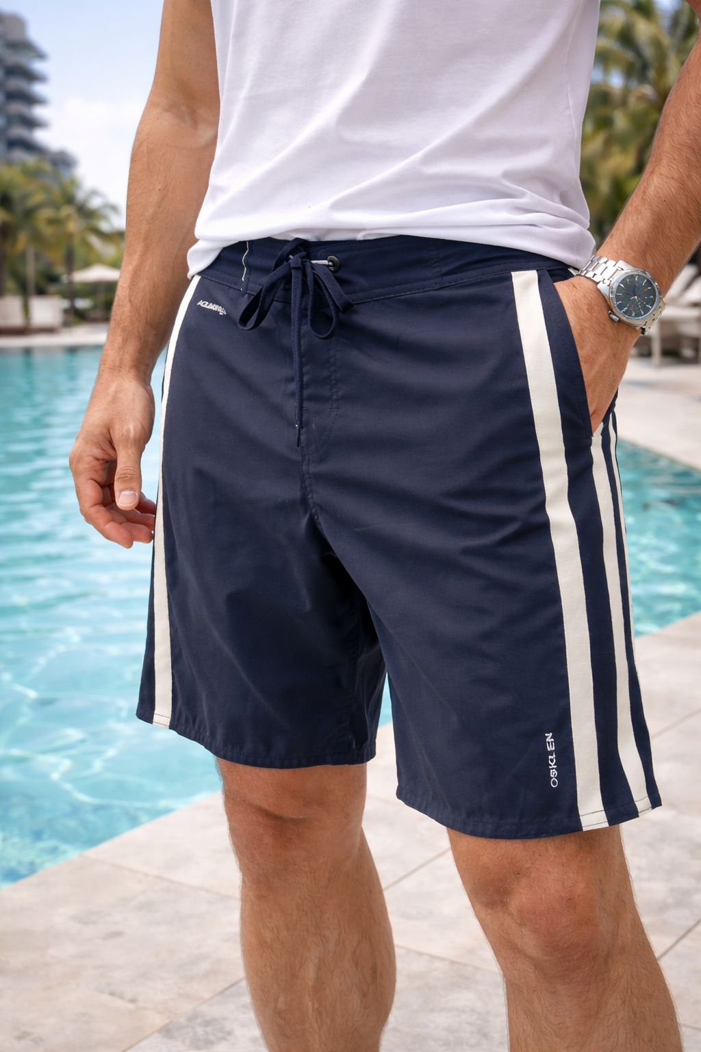 BERMUDA SURF AQUAONE NEW URBAN STRIPES PRETO/CRU