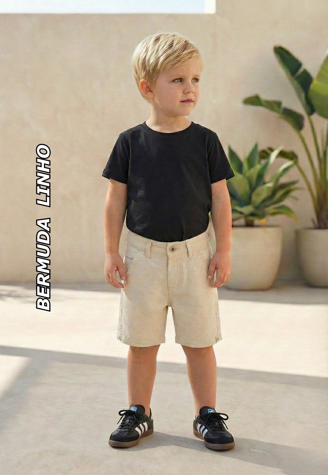 BERMUDA MAS ALFAIAT LINHO CRAWLING - 1/3 NATURAL