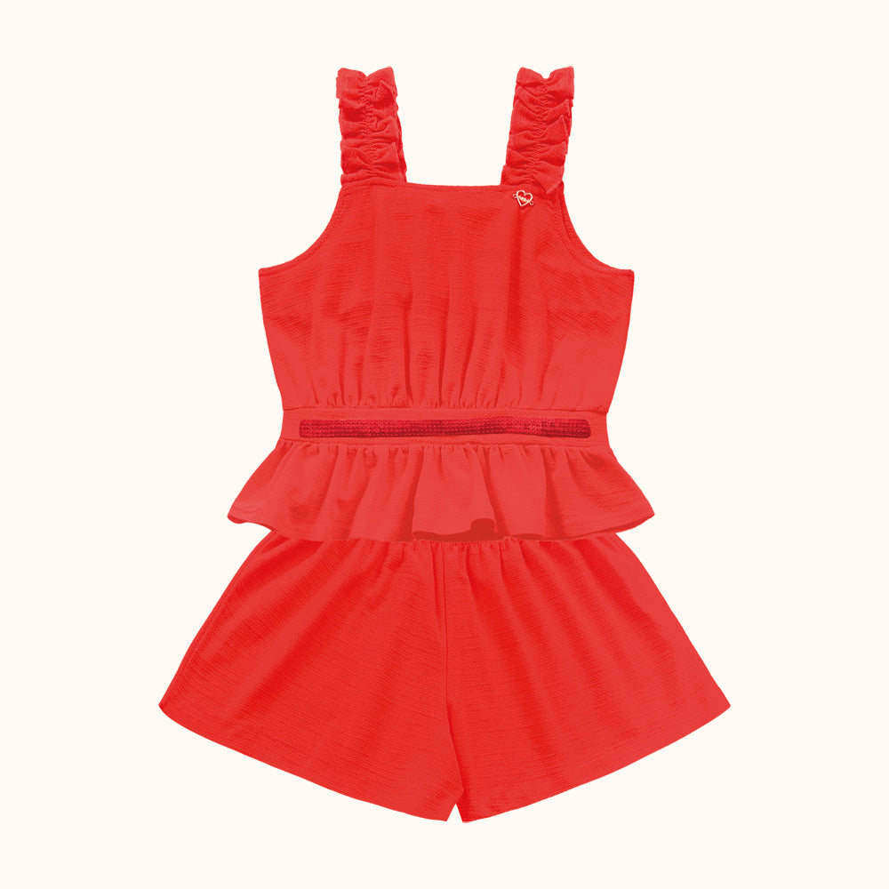CONJ FEM REG BORD LANT E SHORT FLORENCE VERMELHO
