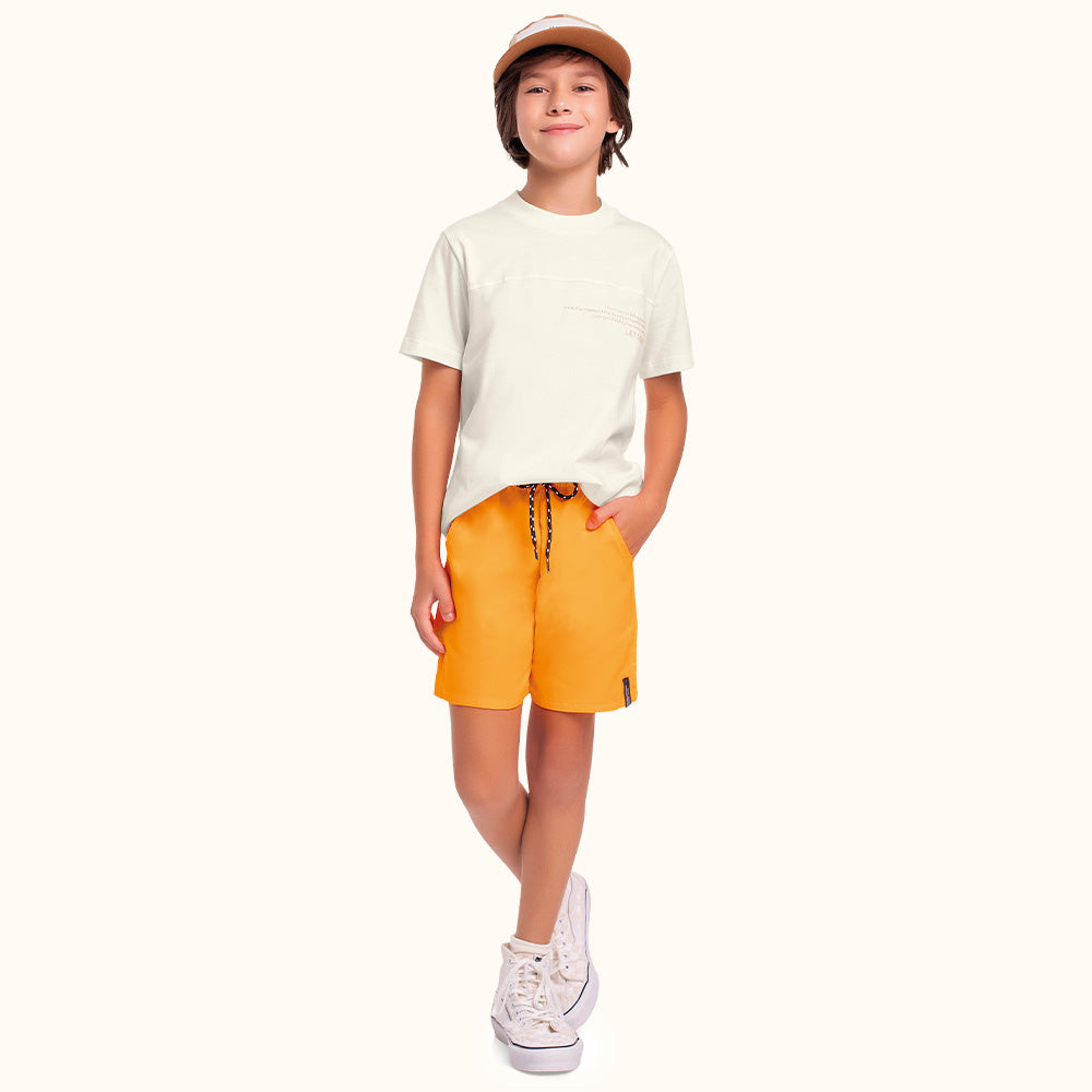 CONJ MAS CAM LETS GO E BERM MICROFIBRA MARFIM/LARANJA NEON