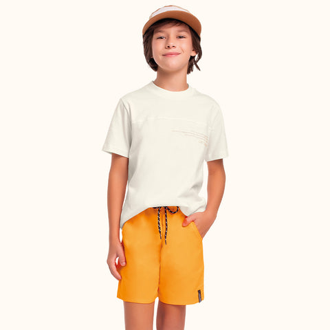 CONJ MAS CAM LETS GO E BERM MICROFIBRA MARFIM/LARANJA NEON