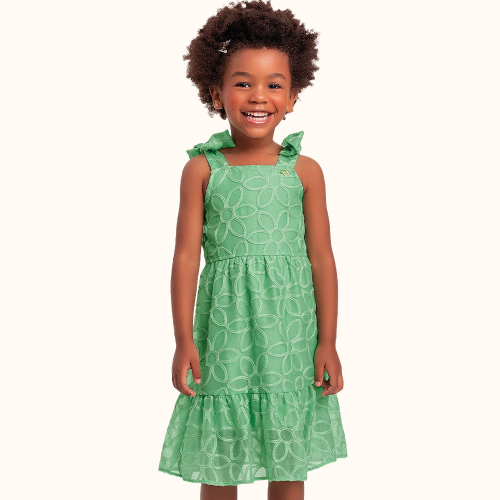 VESTIDO ALCA AMARRACAO TULE BORDADO VERDE CARIBE