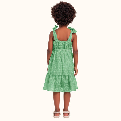 VESTIDO ALCA AMARRACAO TULE BORDADO VERDE CARIBE