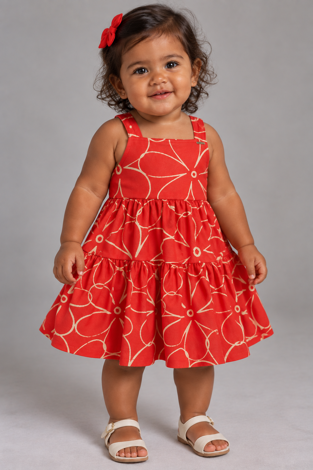 VESTIDO ALCA COTTON LEVE EST FLORAL VERMELHO
