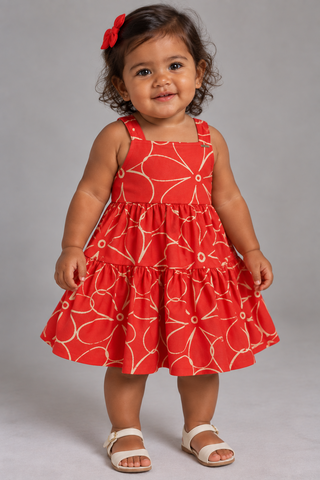 VESTIDO ALCA COTTON LEVE EST FLORAL VERMELHO