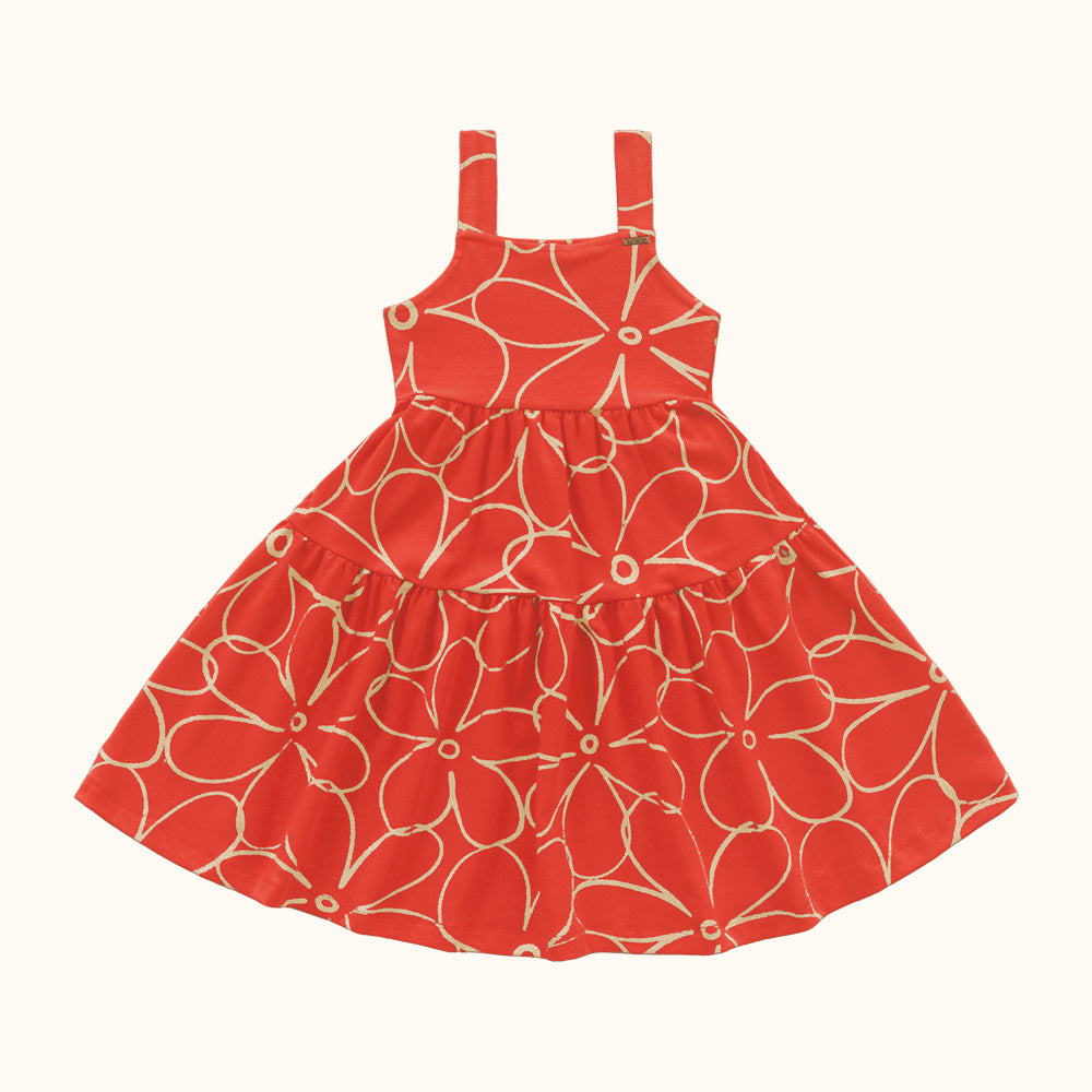 VESTIDO ALCA COTTON LEVE EST FLORAL VERMELHO