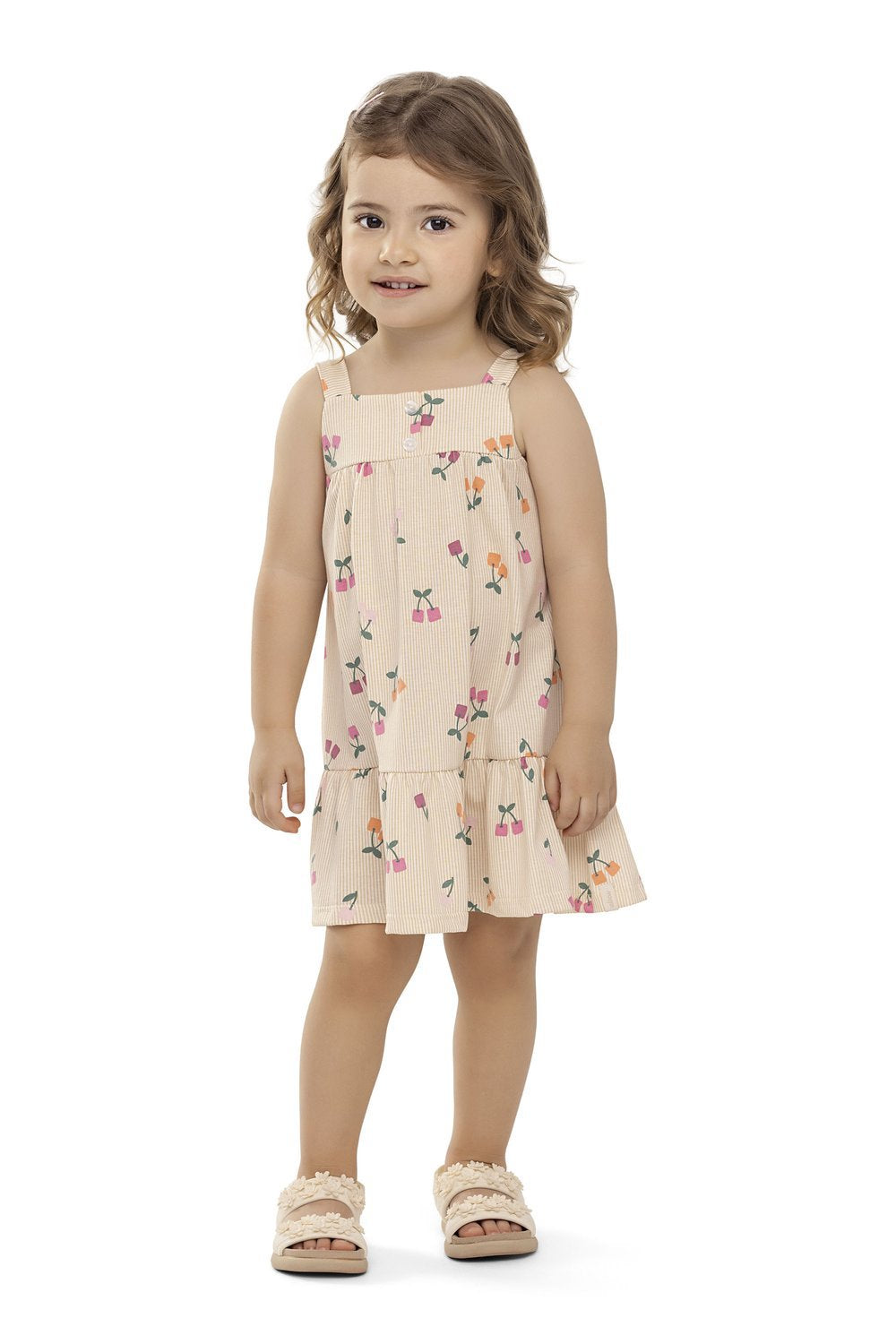 VESTIDO ALCA MALHA LIST EST FRUTINHAS OFF WHITE