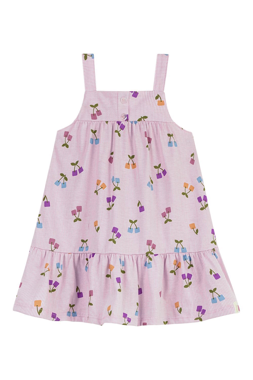 VESTIDO ALCA MALHA LIST EST FRUTINHAS ROSA