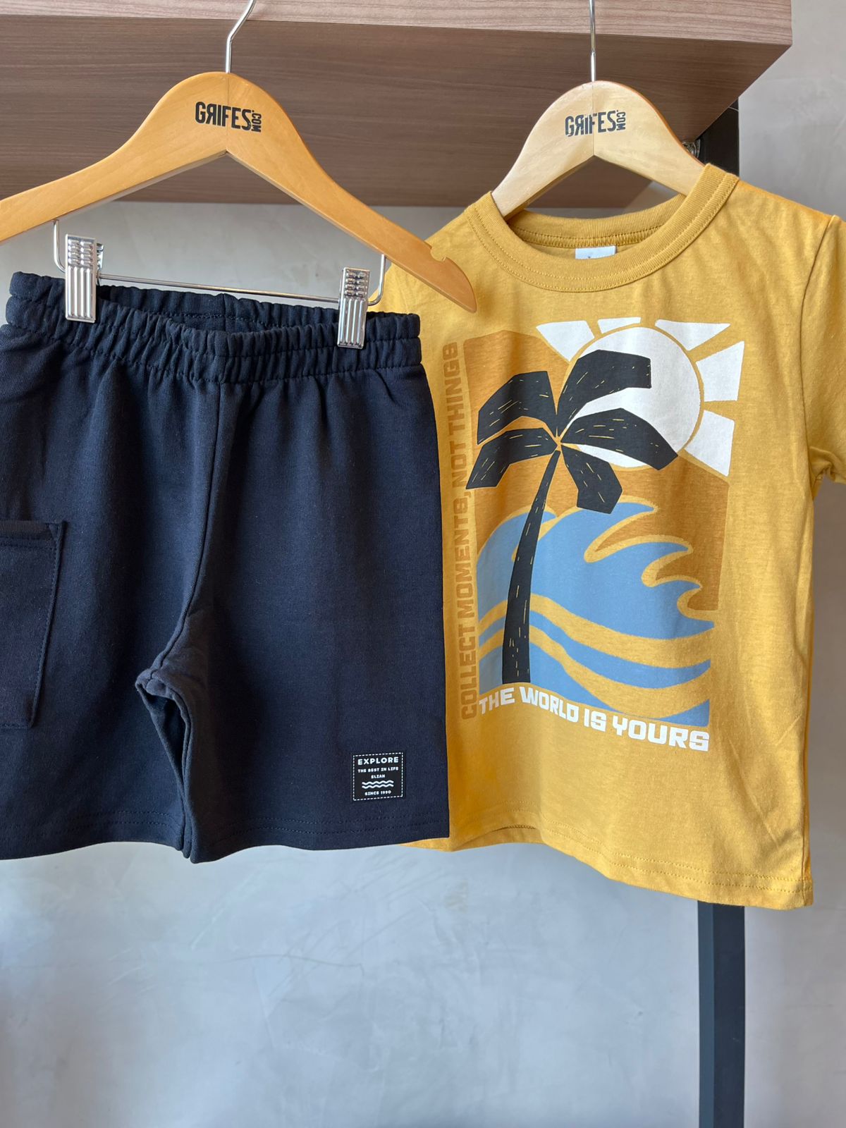 CONJ MAS CAM EST VERAO E BERM MLT MOSTARDA/PRETO