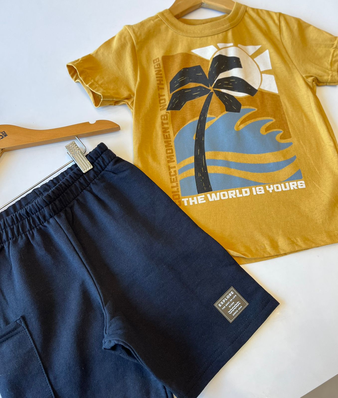 CONJ MAS CAM EST VERAO E BERM MLT MOSTARDA/PRETO