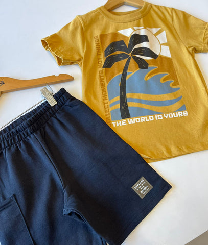 CONJ MAS CAM EST VERAO E BERM MLT MOSTARDA/PRETO