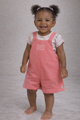 CONJ FEM BL ABELHA E JARDINEIRA MLT TEXT ROSA