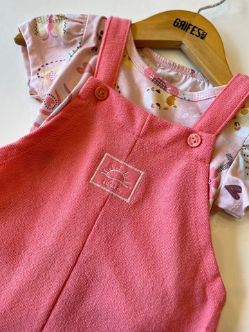 CONJ FEM BL ABELHA E JARDINEIRA MLT TEXT ROSA