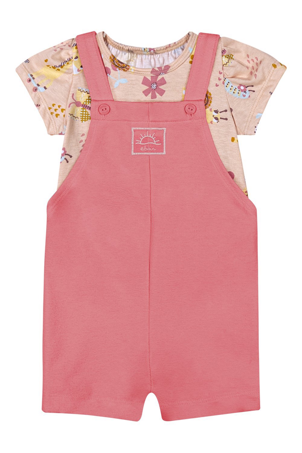 CONJ FEM BL ABELHA E JARDINEIRA MLT TEXT ROSA