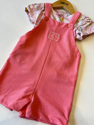 CONJ FEM BL ABELHA E JARDINEIRA MLT TEXT ROSA