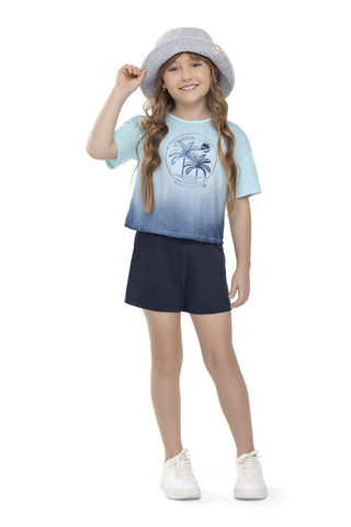 CONJ FEM BL TROPICAL LIVING E SHORT MLT AZUL