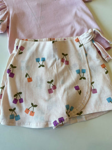 CONJ FEM BL DET MG E SHORT SAIA LIST EST ROSA CLARO
